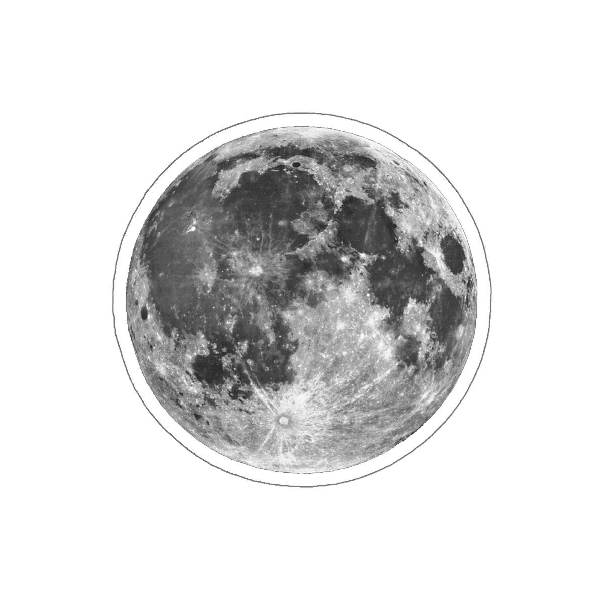Full Moon Sticker, Moon Laptop Vinyl Cute Waterproof Tumbler Car Bumper Waterbottle Aesthetic Label Wall Decal Stickers – 3×3\ / White