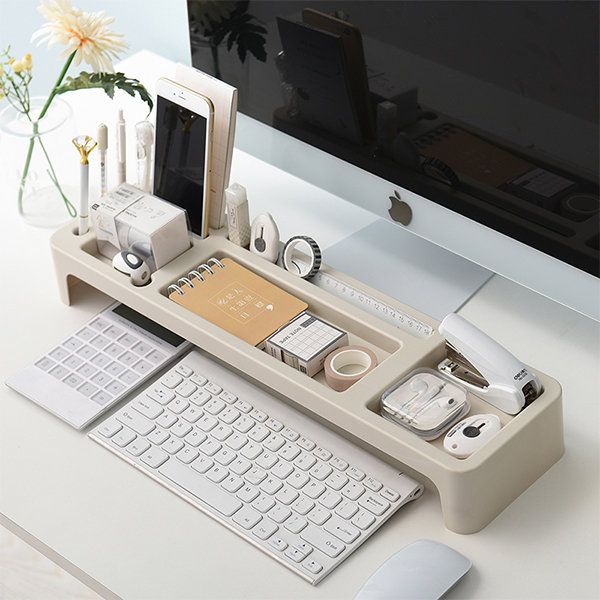 All-in-One Desktop Organizer – Plastic – Apricot – White from Apollo Box
