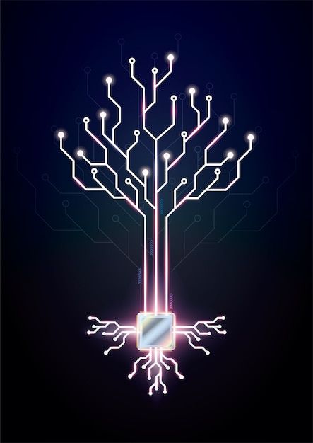 Premium Vector | Concept technology  designs circuit board tree.