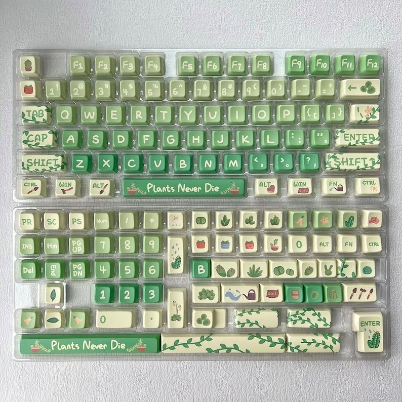 Plant Lover Keycap Set, Cherry and MDA Profile, PBT, Cherry MX Stem, Dye-Sub Legends