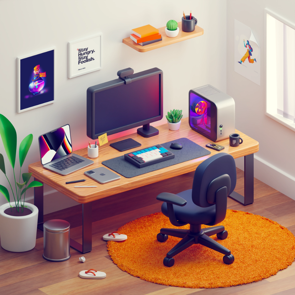 3D Rooms – Work Studio – Blender