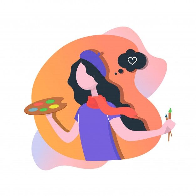 Premium Vector | Woman artist paints